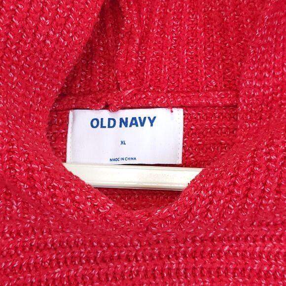 Old Navy Chunky Hooded Tunic Sweater Pull Over Women XL Red Long Sleeve - Picture 11 of 13